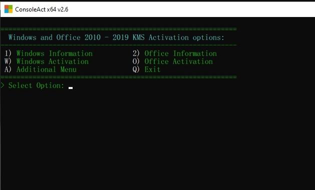 5362 ConsoleAct v2.6  - Activate Windows XP-10 และOffice 2010-2019 