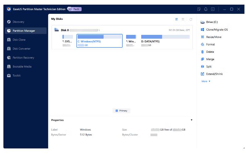 EaseUS Partition Master 17.9.0 แบ่งพาร์ติชั่น