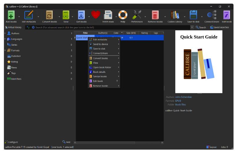 Calibre 8.13.0 จัดการ eBook อ่านไฟล์ EPUB