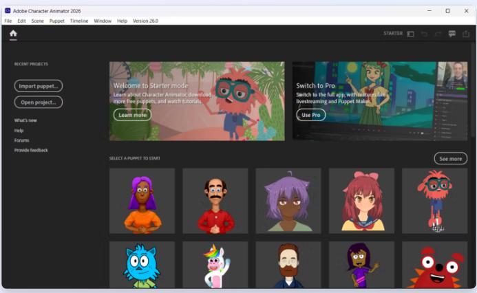Adobe Character Animator 2026 v26.0.0 สร้างอนิเมชั่นเรียลไทม์
