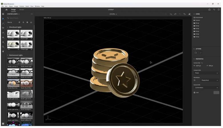 Adobe Dimension 4.1.7 ออกแบบงาน 3D