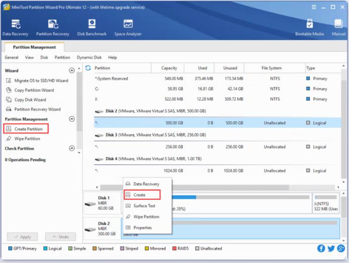 MiniTool Partition Wizard 13.6 แบ่งพาร์ทิชั่น
