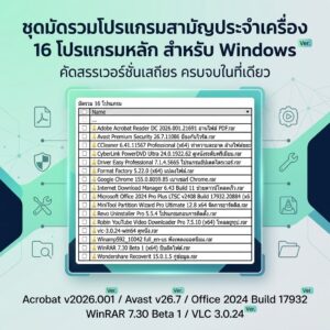 ชุดมัดรวมโปรแกรมสามัญประจำเครื่อง 16 โปรแกรมหลักสำหรับ Windows คัดสรรเวอร์ชันเสถียร ครบจบในที่เดียว