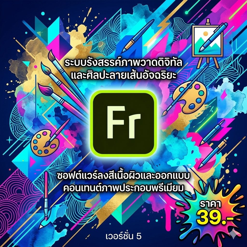 ระบบรังสรรค์ภาพวาดดิจิทัลและศิลปะลายเส้นอัจฉริยะ ซอฟต์แวร์ลงสีเนื้อผิวและออกแบบคอนเทนต์ภาพประกอบพรีเมียม