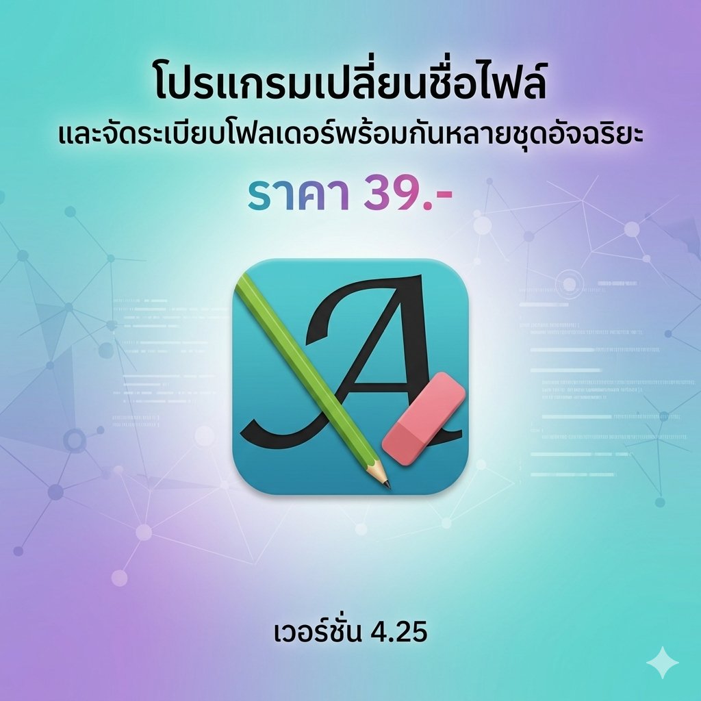 โปรแกรมเปลี่ยนชื่อไฟล์และจัดระเบียบโฟลเดอร์พร้อมกันหลายชุดอัจฉริยะ เวอร์ชัน 4.25