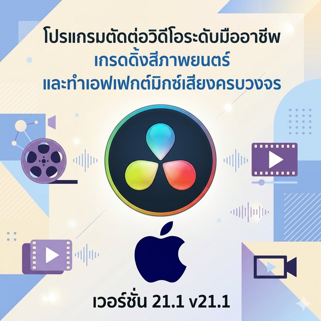 (MacOS) โปรแกรมตัดต่อวิดีโอระดับมืออาชีพ เกรดดิ้งสีภาพยนตร์ และทำเอฟเฟกต์มิกซ์เสียงครบวงจร เวอร์ชัน 21.1