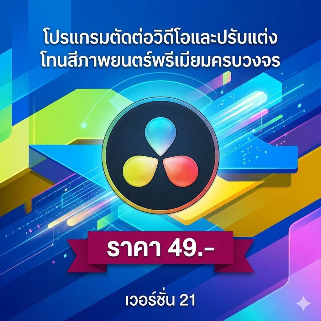 โปรแกรมตัดต่อวิดีโอและปรับแต่งโทนสีภาพยนตร์พรีเมียมครบวงจร เวอร์ชัน 21