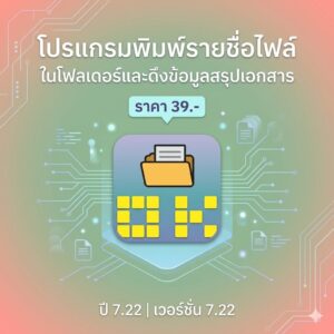โปรแกรมพิมพ์รายชื่อไฟล์ที่อยู่ในโฟลเดอร์และดึงข้อมูลสรุปเอกสารยกแผง เวอร์ชัน 7.22