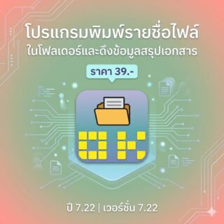 โปรแกรมพิมพ์รายชื่อไฟล์ที่อยู่ในโฟลเดอร์และดึงข้อมูลสรุปเอกสารยกแผง เวอร์ชัน 7.22