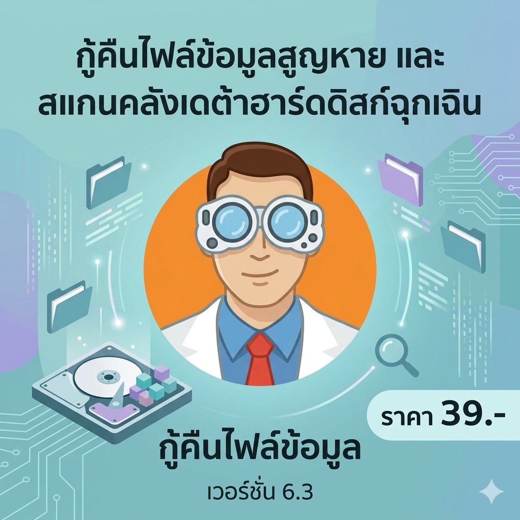 โปรแกรมกู้คืนไฟล์ข้อมูลสูญหายและสแกนคลังเดต้าฮาร์ดดิสก์ฉุกเฉิน เวอร์ชัน 6.3