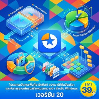 โปรแกรมจัดสรรพื้นที่ฮาร์ดดิสก์ แบ่งพาร์ทิชันอัจฉริยะ และจัดการระบบโครงสร้างหน่วยความจำ สำหรับ Windows