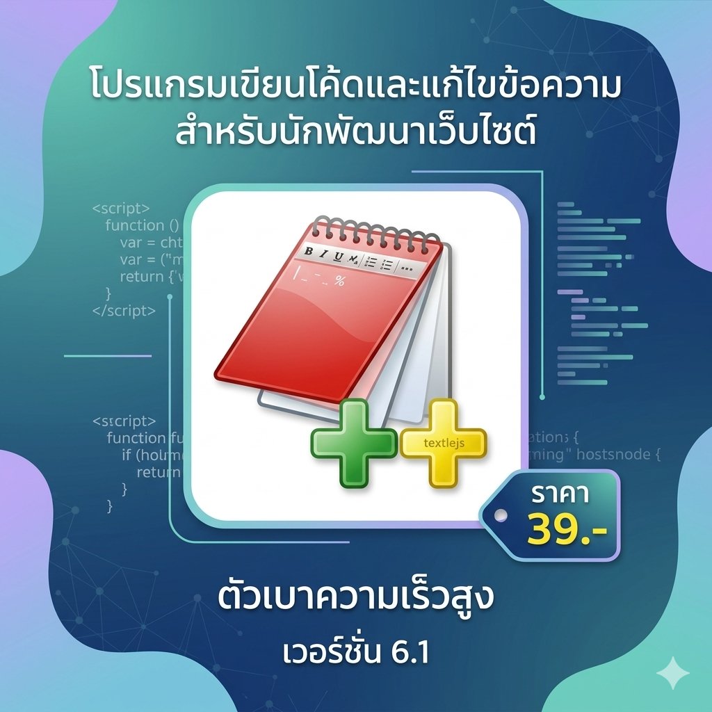 โปรแกรมเขียนโค้ดและแก้ไขข้อความสำหรับนักพัฒนาเว็บไซต์ตัวเบาความเร็วสูง เวอร์ชัน 6.1