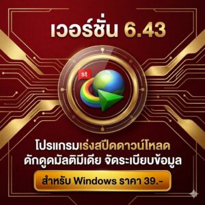 โปรแกรมเร่งสปีดดาวน์โหลด ดักดูดไฟล์มัลติมีเดีย และจัดระเบียบท่อส่งข้อมูล สำหรับ Windows