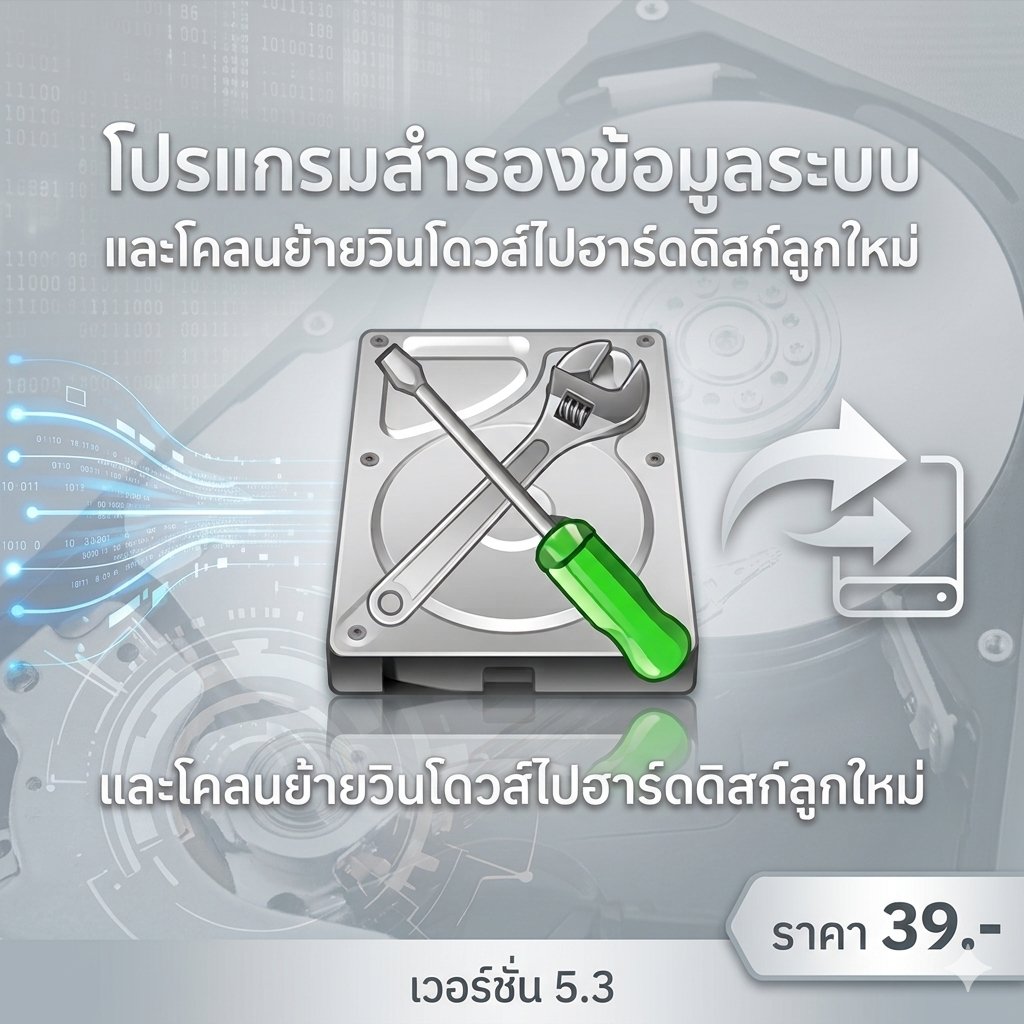 โปรแกรมสำรองข้อมูลระบบและโคลนย้ายวินโดวส์ไปฮาร์ดดิสก์ลูกใหม่ เวอร์ชัน 5.3