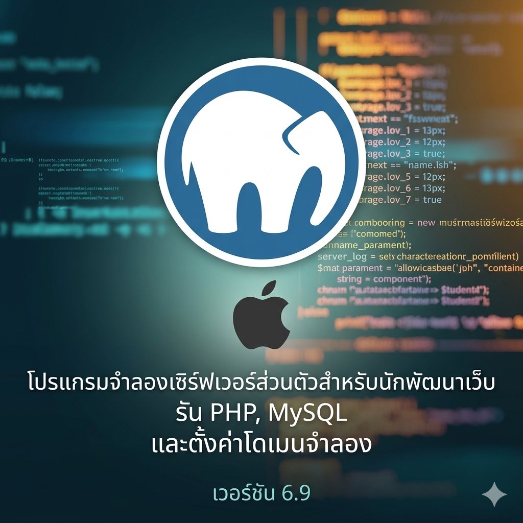 (MacOS) โปรแกรมจำลองเซิร์ฟเวอร์ส่วนตัวสำหรับนักพัฒนาเว็บ รัน PHP, MySQL และตั้งค่าโดเมนจำลอง เวอร์ชัน 6.9