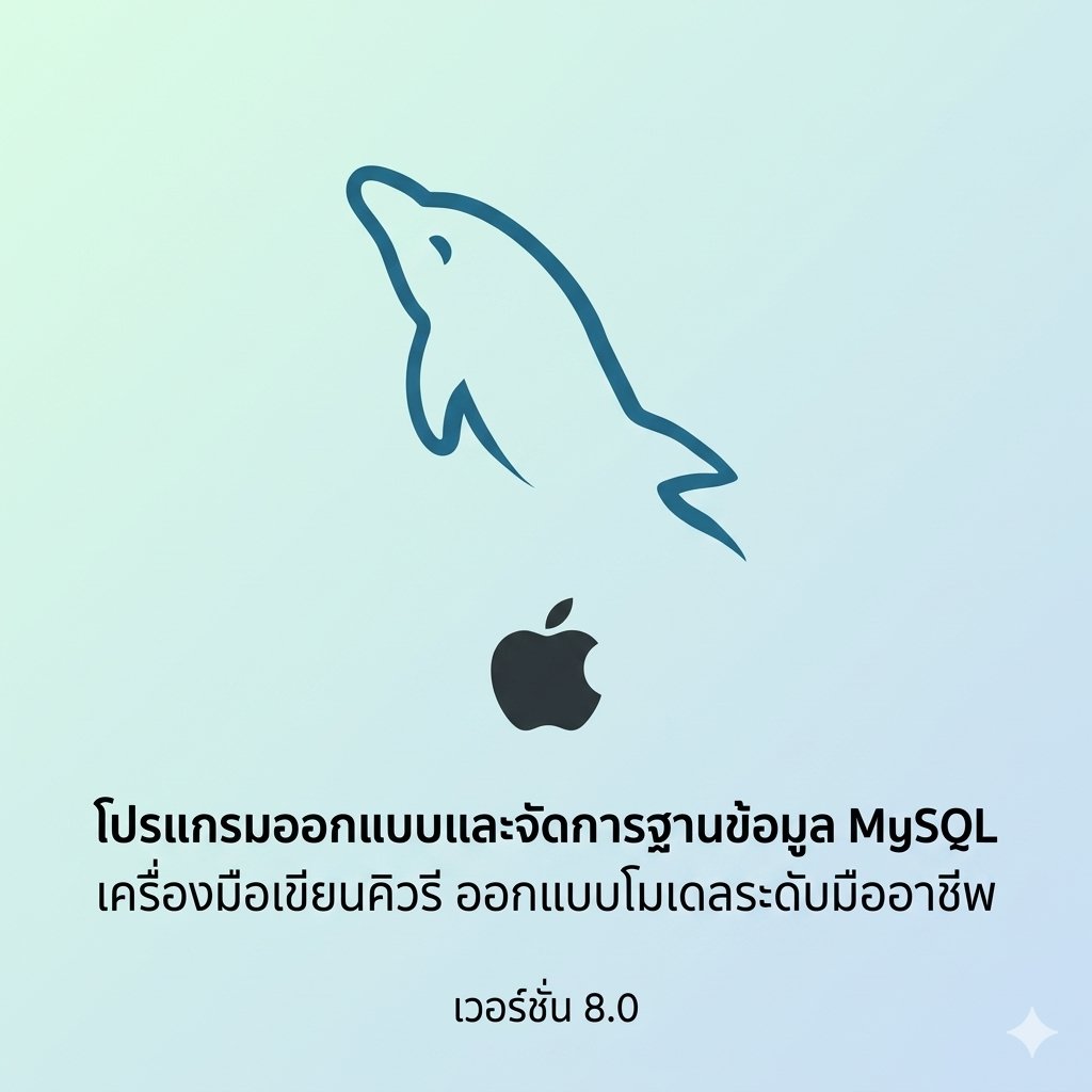 (MacOS) โปรแกรมออกแบบและจัดการฐานข้อมูล MySQL เครื่องมือเขียนคิวรี ออกแบบโมเดลระดับมืออาชีพ เวอร์ชัน 8.0
