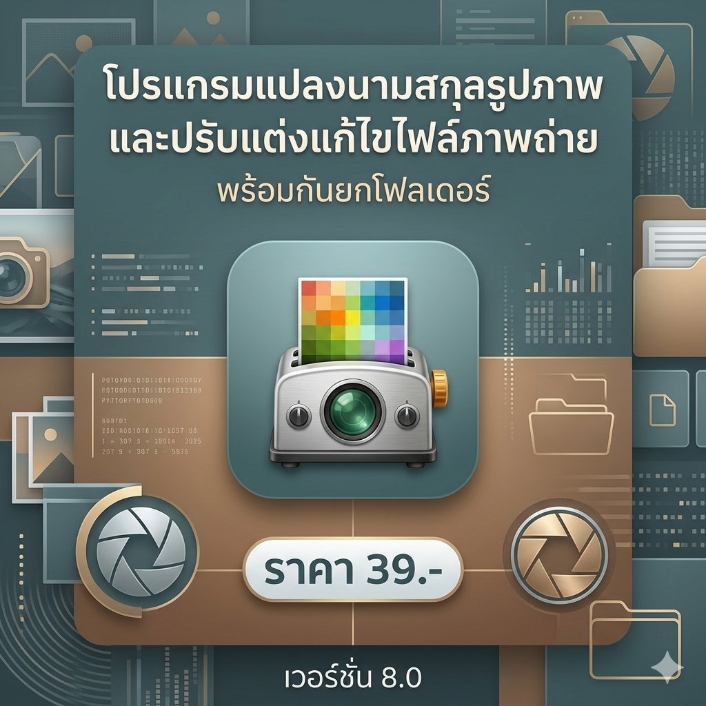 โปรแกรมแปลงนามสกุลรูปภาพและปรับแต่งแก้ไขไฟล์ภาพถ่ายพร้อมกันยกโฟลเดอร์ เวอร์ชัน 8.0