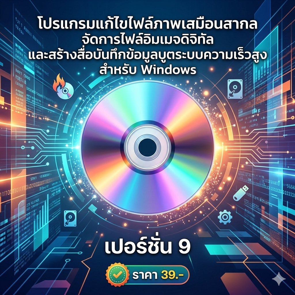 โปรแกรมแก้ไขไฟล์ภาพเสมือนสากล จัดการไฟล์อิมเมจดิจิทัล และสร้างสื่อบันทึกข้อมูลบูตระบบความเร็วสูง สำหรับ Windows