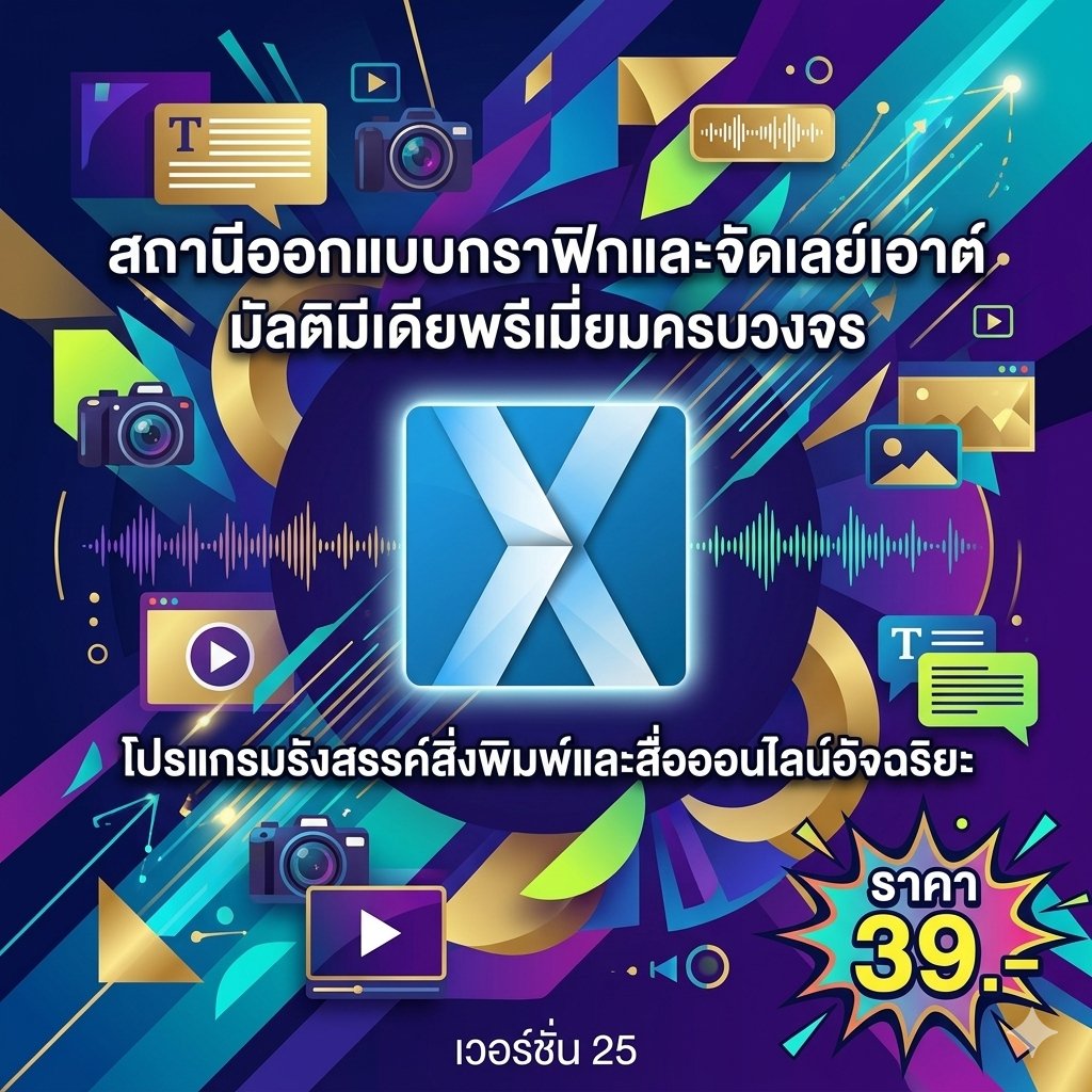 สถานีออกแบบกราฟิกและจัดเลย์เอาต์มัลติมีเดียพรีเมียมครบวงจร โปรแกรมรังสรรค์สิ่งพิมพ์และสื่อออนไลน์อัจฉริยะ