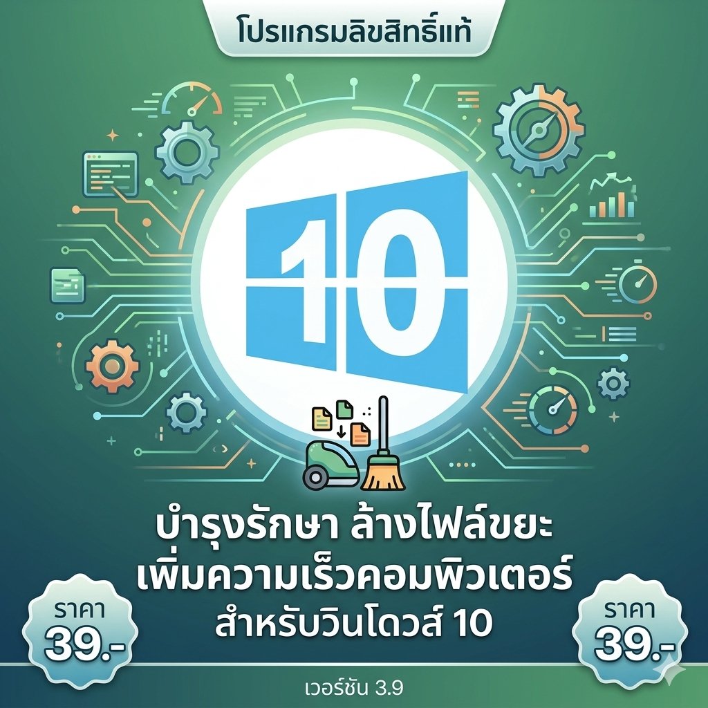 โปรแกรมบำรุงรักษาล้างไฟล์ขยะและเพิ่มความเร็วคอมพิวเตอร์สำหรับวินโดวส์ 10 เวอร์ชัน 3.9