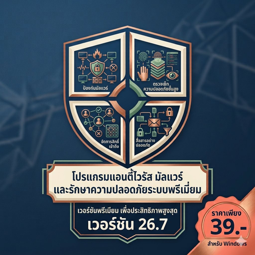 โปรแกรมป้องกันไวรัส มัลแวร์ และรักษาความปลอดภัยระบบขั้นสูง สำหรับ Windows