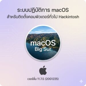 (MacOS) ระบบปฏิบัติการ macOS Big Sur เวอร์ชัน 11.7.5 (20G1225) สำหรับติดตั้งคอมพิวเตอร์ทั่วไป Hackintosh