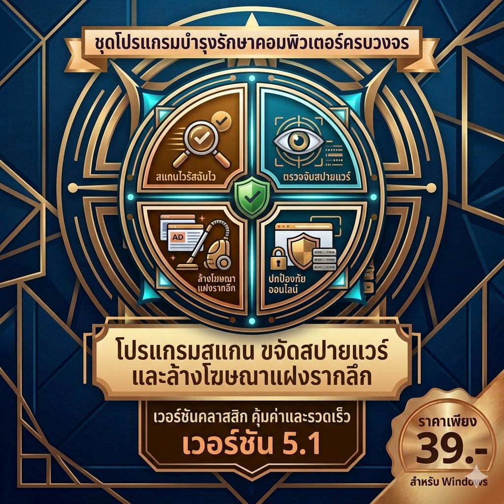 โปรแกรมสแกนตรวจจับ ขจัดสปายแวร์ และล้างโฆษณาแฝงรากลึก สำหรับ Windows