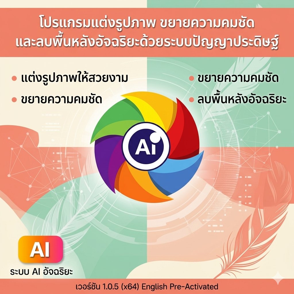 โปรแกรมแต่งรูปภาพ ขยายความคมชัด และลบพื้นหลังอัจฉริยะด้วยระบบปัญญาประดิษฐ์ AI เวอร์ชัน 1.0.5