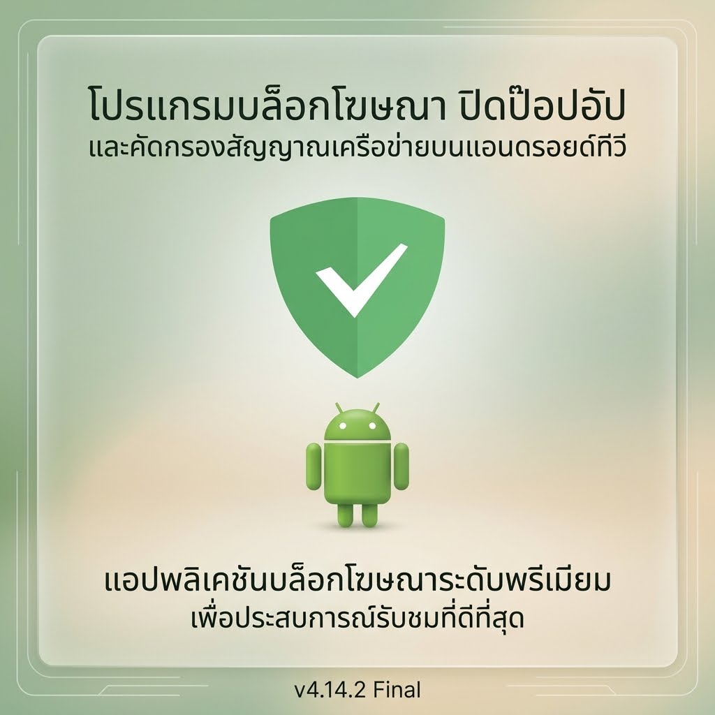(Android) โปรแกรมบล็อกโฆษณา ปิดป๊อปอัป และคัดกรองสัญญาณเครือข่ายบนแอนดรอยด์ทีวี เวอร์ชันล่าสุด v4.14.2 Final