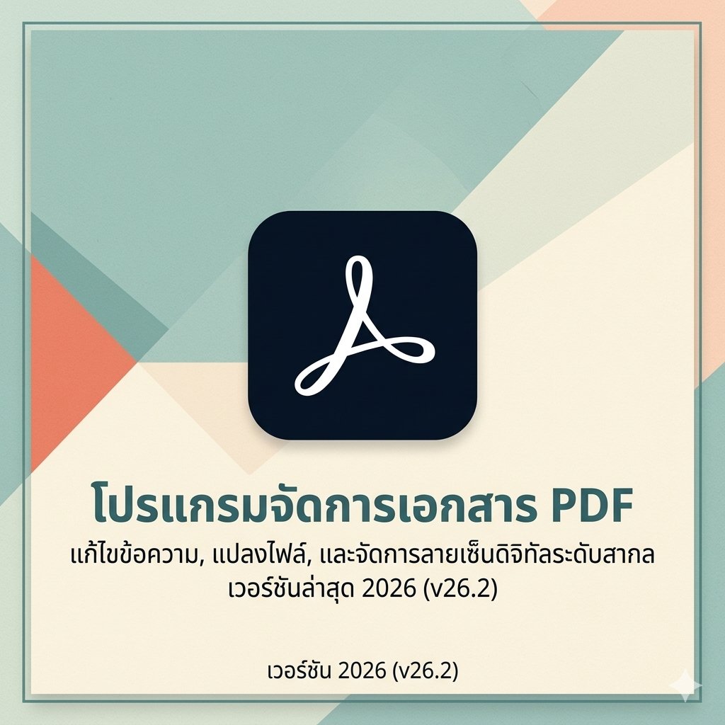 โปรแกรมจัดการเอกสาร PDF แก้ไขข้อความ แปลงไฟล์ และจัดการลายเซ็นดิจิทัลระดับสากล เวอร์ชันล่าสุด 2026 (v26.2)