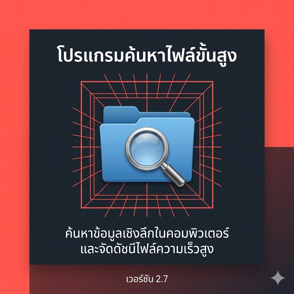 โปรแกรมค้นหาไฟล์ขั้นสูง ค้นหาข้อมูลเชิงลึกในคอมพิวเตอร์ และจัดดัชนีไฟล์ความเร็วสูง เวอร์ชัน 2.7
