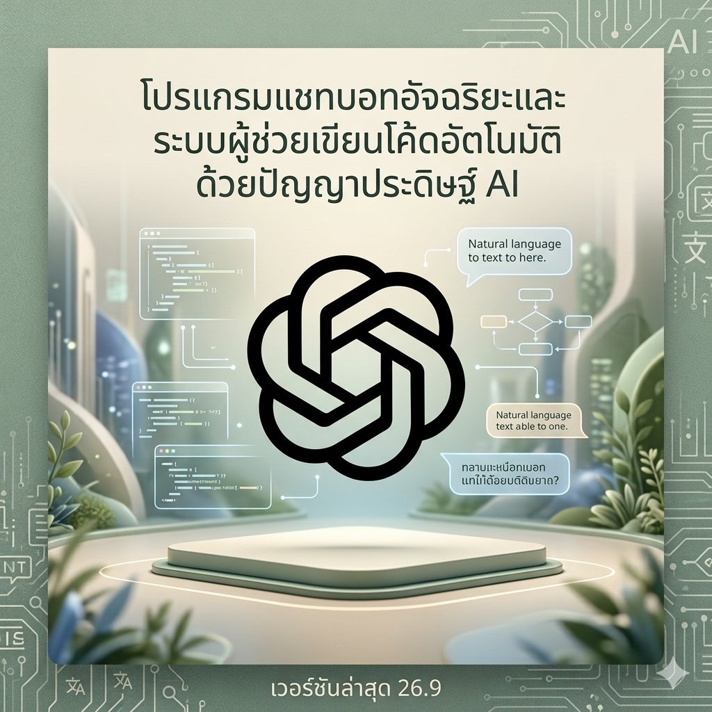 โปรแกรมแชทบอทอัจฉริยะและระบบผู้ช่วยเขียนโค้ดอัตโนมัติด้วยปัญญาประดิษฐ์ AI เวอร์ชันล่าสุด 26.9