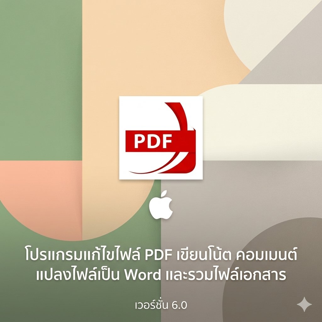 (MacOS) โปรแกรมแก้ไขไฟล์ PDF เขียนโน้ต คอมเมนต์ แปลงไฟล์เป็น Word และรวมไฟล์เอกสาร เวอร์ชัน 6.0