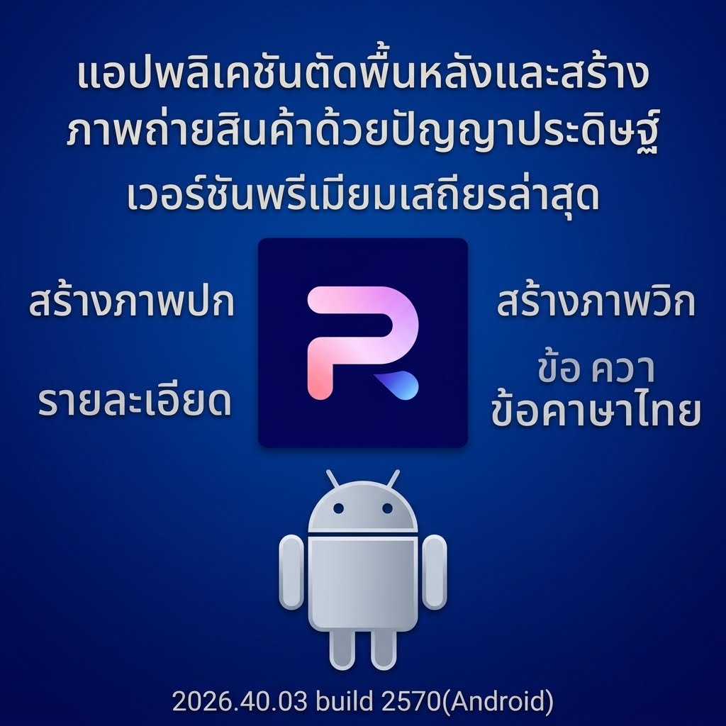 (Android) Photoroom AI Photo Editor 2026.40.03 build 2570 แอปพลิเคชันตัดพื้นหลังและสร้างภาพถ่ายสินค้าด้วยปัญญาประดิษฐ์ เวอร์ชันพรีเมียมเสถียรล่าสุด