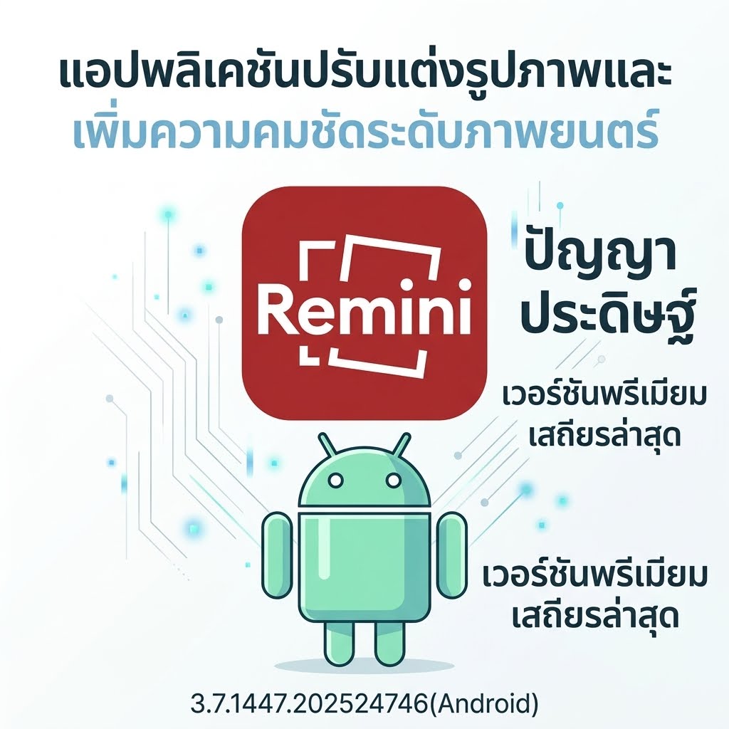 (Android) Remini - AI Photo Enhancer 3.7.1447.202524746 แอปพลิเคชันปรับแต่งรูปภาพและเพิ่มความคมชัดระดับภาพยนตร์ด้วยปัญญาประดิษฐ์ เวอร์ชันพรีเมียมเสถียรล่าสุด